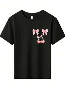 American Honey Kids' Short Sleeve T-Shirt With 4th Of July Cartoon Print, 180g, Soft, Comfortable And Breathable, Suitable For All Seasons, Perfect For Boys And Girls For Everyday Wear, School And Casual Sportswear. An Ideal Crew Neck T-Shirt For Holiday Parties, Gatherings, Outdoor Activities And Travel. - 彩色 - 查看 2