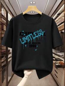 Camiseta de hombre talla grande 100% estilo deportivo americano, estampada con elementos de Florida iami de 1998, que muestra individualidad. Camiseta cómoda y casual de manga corta para el verano.Estampado de letras al estilo minimalista INS / Colección de patrones deportivos con letras de estilo religioso / Diseño holgado y suave al tacto / La opción ideal para regalos - Negro - Ver 1