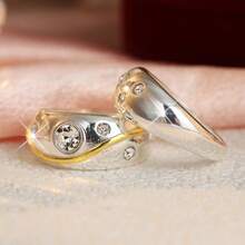 Wide Synthetic Zirconia Inlaid Ring, Suitable For Women's Music Festivals And Party Style Jewelry - Silver - View 4