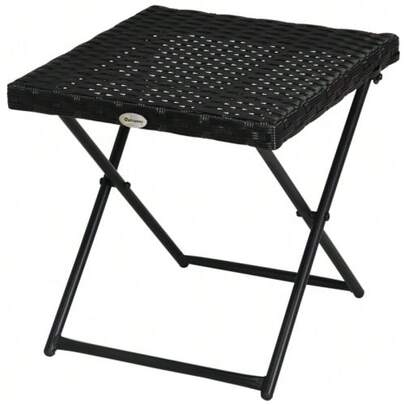 Polyrattan Balcony Table, Foldable, Steel Frame, Easy To Clean, 40x40x40 Cm, Black