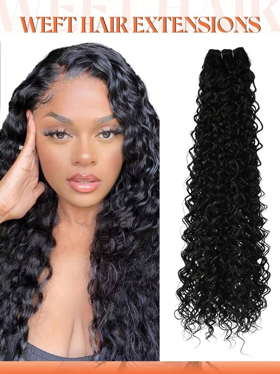Heat Resistant Soft Synthetic Hair Weaving For Salon 18/20/22Inch Water Weave Afro Kinky Curly Hair Ombre Bundles DEEP OCEAN WAVE Sew In Weft Weaving Hair Extensions For Women Girls Daily,Fashion Party ,Y2k,Music Festival Beginner Friendly, Halloween