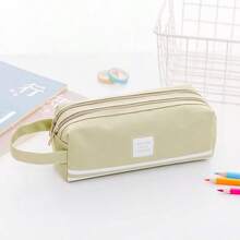 1pc Double Zipper Pencil Case, Large Capacity Stationery Storage Bag, Back To School Pencil Pouch - Multicolor - View 5