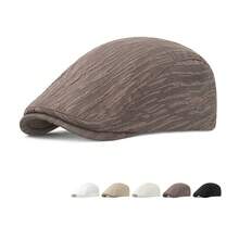 Men's Vintage Textured Flat Ivy Newsboy Cap, Adjustable Cabbie Driving Hat, Classic Gatsby Beret Cap For Casual Daily Father's Day Gifts - White - View 3