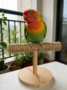Solid Wood Rope Desktop Bird Stand, Suitable For Parrots, Ring-Necked Parrots And Other Small Birds, Can Be Used For Gripping, Claw Grinding, Perching And Training, Portable Pet Bird Supplies - One Size Fits All - View 2