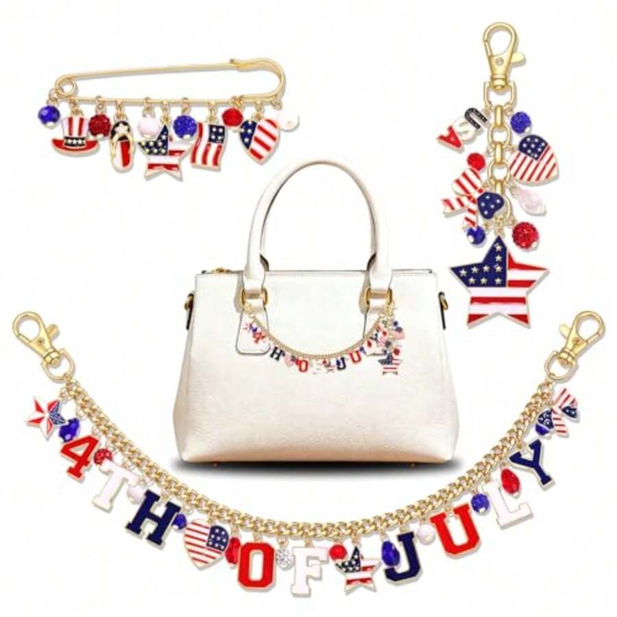 ANGLESJELL - Juego de 3 dijes para bolsa de Derby para mujer, esmaltado, diseño de rosa, herradura, broches de derby, regalos de carreras de caballos - Conjunto A - Ver 1