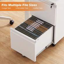 Mobile File Cabinet Under-Desk Office Organizer Printer Standard With 5 Casters And 2 Drawers For A4, Letter & Legal Size Files - White - View 4