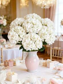3pcs Set Artificial White Hydrangea Flowers - Home Decor Artificial Flowers - UV Resistant Plastic Vines, Suitable For Wedding, Garden, Porch And Yard Decoration - Durable Indoor/Outdoor Home Decor, With Realistic Green Leaves, Wedding, Home Garden Party Wedding Decoration Outdoor Decoration High Orange Fluffy Chrysanthemum Artificial Rose, Autumn Decoration, Halloween Decoration - White - View 7