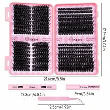 2 240 pièces, 560 pièces, Faux cils en amas, Coffret cadeau, Kit d'extension de cils DIY, Doux et confortable, Naturel DIY, Avec colle et scellant, Démaquillant, Pinces, Convient pour un maquillage de cils DIY rapide et pratique à la maison, Utilisation personnelle, Amas de cils - Noir - Voir 13