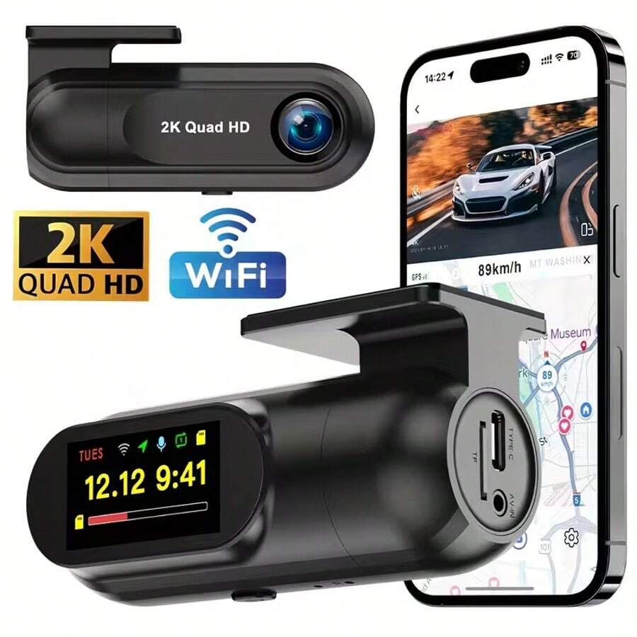 2K高清行车记录仪,带WiFi,支持64GB存储卡,具备夜视功能、循环录像、24小时停车监控,可通过APP进行WiFi控制。 - A - 查看 1
