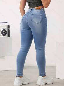Basic Skinny Jeans Made Of Basic, Stretchy Denim With A Butt-Lifting Effect - Dusty Blue - View 4