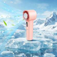 Miniso 名创优品手持式冰袋风扇，3000mAh可充电电池，1-120档可调风速，最高转速10100转/分钟 - 粉紅色 - 查看 2