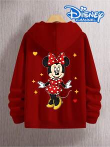 Disney Cute Minnie Mouse Heart And Star Print Hoodie,  Women's Hoodie, Men's Hoodie,Fathers Day Gift,Fourth Of July,Disney Collaboration - Đỏ - Xem 3