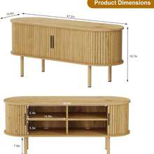 Mueble para TV de 120 cm con puertas correderas - Almacenamiento funcional - Consola multimedia moderna para salón - Acabado en roble - Mango Wild Oak Gold - Ver 8