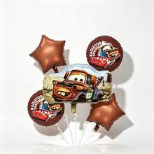 Juego de 5 globos de MINISO Cars, globos de dibujos animados de Rayo McQueen y Mate, decoraciones de globos con forma de estrella y redondos para fiestas de cumpleaños, hogar, vacaciones, festivales, reuniones familiares, fondos de fotos, diseño divertido y caprichoso, colorido y duradero, fácil de configurar, perfecto para crear una atmósfera mágica - Ver 3