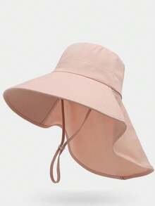 1pc New Neck-Protecting Sun Hat, Women's Sun-Shielding, Face & UV Protection, Large Brim, Casual Polyester Solid Color Outdoor Hat, Suitable For Spring/Autumn Outdoor Activities & Gatherings - Multicolor - View 18