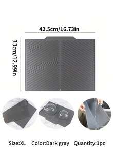 1 Pc Silicone Dish Drying Mat - Foldable, Heat-Resistant, Multi-Purpose Kitchen Draining Pad, Suitable For Dishes And Utensils,Non-Slip Kitchen Mats For Sink Side, Natural And Hygienic Kitchen Essential For Home And Kitchen Room Decor, Part Of Your Cozy Fall& Winter Styles And Christmas Decorations - Dark Grey - View 15