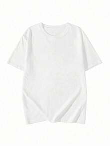 [ 100% Cotton ] Recommended New Products For Summer 2026: Lace Logo T-Shirt, Summer Dress, Women's Fashion T-Shirt, Short Sleeve Office Casual 200g Cotton Cartoon Character Printed Loose White Top, Y2K Women's Top, Spring Dress Top - White - View 2