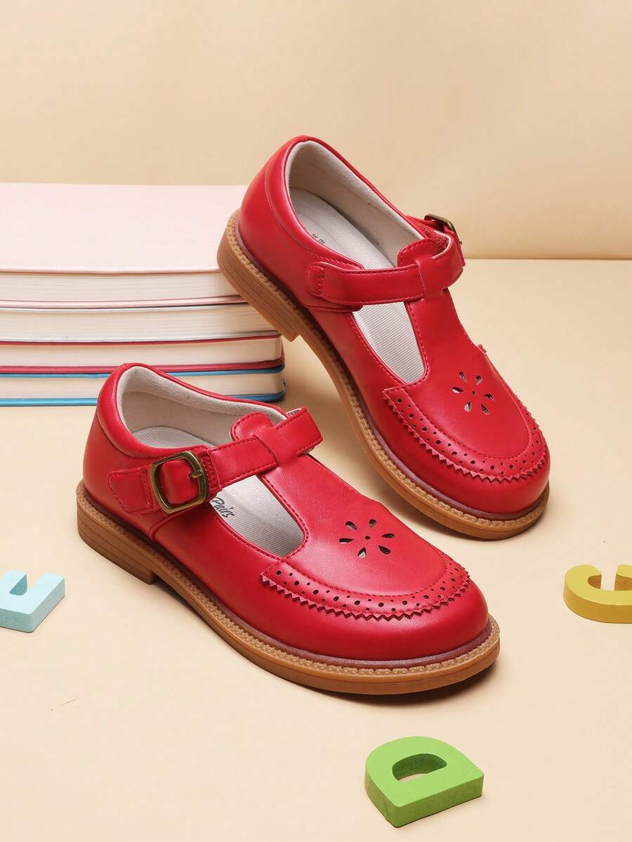 Girls Mary Jane Ballet Flats – School Uniform Dress Shoes For Toddler & Little Girls(Back To School Shoes) - 紅色 - 查看 1