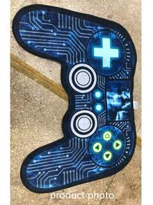 1pc Icy Blue Cyberpunk Gaming Mat, Thickened Carpet, Decorative Rug, Bedroom Decor, Small Rug, Carpet, Home Decor, Living Room Carpet, Small Living Room Rug, Bedroom Rug, Living Room Home Decor, Outdoor Rug, Washable Carpet, Graduation Gift - Multicolor - View 9