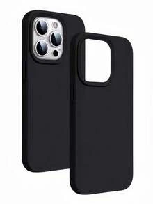 Minimalist, Solid-Color Matte Phone Case With A Large "Candy-Style" Cutout; Creative And Shockproof; Compatible With IPhone 11, 12, 13, 14, 15, 16 Plus, 13 Pro Max, XR, 16, 14 Plus, 14 Pro Max, 13 Pro, Mini, 17 Pro Max, 16 Pro Max, And Other Models. - Black - View 2