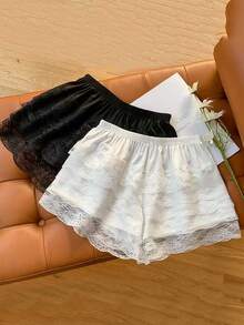1PC Breathable Multi-Layer Lace Safety Skirt Pants For Women, Spring Thin Anti-Exposure Loose Non-Curling Base Shorts Pumpkin Skirt - Multicolor - View 9