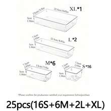 25/12/5/1pc Transparent Drawer Storage Box Set, Multi-Functional Plastic Storage Box, Bathroom And Vanity Drawer Storage Tray, 4 Sizes, Stackable Portable Storage Tray, Suitable For Graduation Gift, Back To School Gift, Halloween Gift - Clear - View 18