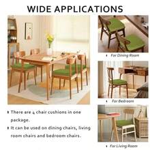 ELFJOY - Juego de 4 cojines de silla antideslizantes para sillas de comedor 4 cojines de asiento con lazos para interiores 16.7 x 16 pulgadas color - Verde - Ver 4