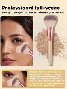38 pièces Ensemble d'outils de maquillage haut de gamme tout-en-un 18 pièces Pinceaux de maquillage doux et moelleux, éponge de nettoyage du visage, houppettes de poudre de formes variées, éponges de maquillage régulières et mini, bandeau et bracelet. Kit d'accessoires cosmétiques complet - Beige - Voir 3