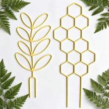 1/2件裝塑膠植物攀爬架，蜂巢與葉片造型植物支撐樁，適用於黃金葛、常春藤及攀緣植物，室內/室外盆栽植物支撐架，裝飾性植物生長架園藝配件 - B - 查看 8