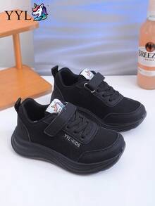 1 Pair Lightweight Fashionable Campus Style Sports Shoes, Comfortable Anti-Slip Wear-Resistant With Lasting Craftsmanship, Stable Foot Support, EVA Outsole, Suitable For Running And Daily Wear - Black - View 6