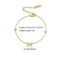 1pc Elegant Minimalist Stainless Steel Chain Bracelet With Bowknot Design And Glass Decor, Suitable For Women's Daily Wear, Work Commute Or Vacation - Yellow Gold - View 12
