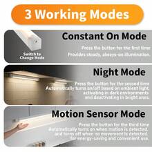 1 buah Lampu Sensor Gerak, Lampu Malam Strip untuk Kamar Tidur, Lampu LED Isi Ulang USB, Cocok untuk Kamar, Lemari, Koridor, dan Tangga, 19,69 Inci/11,81 Inci/7,87 Inci/3,94 Inci, Cahaya Hangat/Cahaya Putih - Beraneka warna - View 9