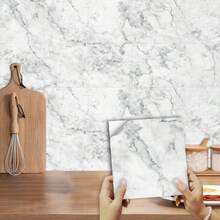 10 piezas/Set Pegatinas de azulejos con diseño de patrón de mármol moderno, impermeables y a prueba de aceite, fáciles de limpiar y removibles, adecuadas para decoración del hogar en cocina y baño, decoración de pared para renovación de alquiler - Multicolor - Ver 3