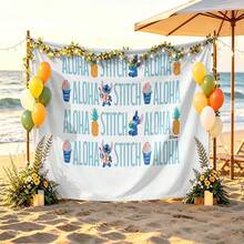 Tranh treo tường phong cách Aloha của Disney Lilo & Stitch, họa tiết nhiệt đới dễ thương, chất liệu vải mềm mại, thích hợp trang trí phòng ngủ, tiệc mùa hè và chụp ảnh. - 0 - Xem 2