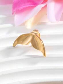 1pc Fashionable & Elegant Fish Tail Design Ear Cuff Earring, Suitable For Beach Holiday Wear - Gold - View 4