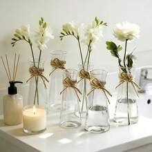 10/5根加粗黄麻绳和透明塑料花瓶，适用于花束展示、节日和家居装饰，可用于婚礼、生日派对、客厅、卧室、餐桌、圣诞节、感恩节、情人节、新年等场合。 - 查看 5