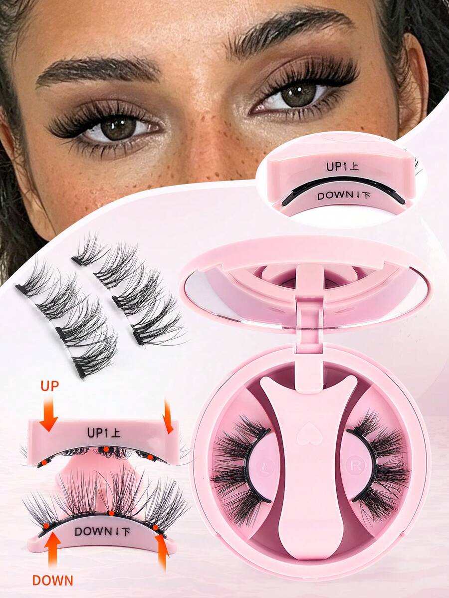 MAANGE 1 Set magnetische Fake Wimpern Kit, inklusive Spiegel und Wimpernzange, kein Kleber nötig, Katzenaugen Kunstmink Wimpern mit Pinzette, ideales Reise Beauty Tool, geeignet für europäische und amerikanische Augenformen - Verschiedenfarbig - Übersicht 1