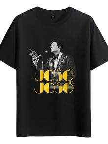 Jose Style Sports T-Shirt, Phenomenal Singer, With Vintage Sun And Moon Design, Round Neck, Soft And Breathable For Casual Wear, Lightweight Fabric For All Seasons, Excellent Christmas Gift, T-Shirt For Millennials - Black - View 1