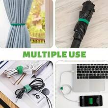 Ataduras reutilizables para plantas de jardín, correas de sujeción, bandas de soporte, lazos de gancho y bucle - Cintas de entrenamiento ajustables y duraderas para interiores/exteriores para tomates y otras plantas, diseño verde grueso, opción de regalo creativa y accesorio de jardinería interior | Correas verdes gruesas | Cintas de jardinería duraderas - 1 rollo, 1 metro, utilizable - Ver 10