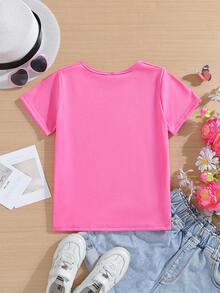 Camiseta creativa con estampado de letras y la frase "Las mejores amigas para toda la vida de mamá y hija", top casual de manga corta y cuello redondo, la elección perfecta para las salidas de verano - Gris - Ver 2