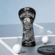 High Quality 3D Printed Golf Club Head Cover, Vintage Illustration Design, Matte PU Leather, Anti-Pollution & Easy To Clean, Protect Club Head From Damage And Extend Lifespan - Black - View 1