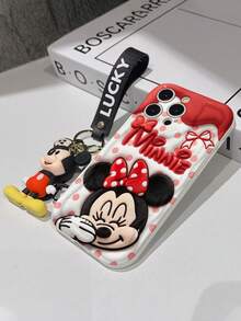 This Disney Mickey Mouse Lanyard Phone Case Is Fully Covered In TPU Material. It's Shockproof, Lightweight, And Compatible With IPhone17/16/11/13/15/15 Plus/15 Pro/15 Pro Max/12/14 Pro Max/11 Pro Max/12 Pro/12 Pro Max/13. This Phone Case Makes A Popular Birthday Gift Or Business Gift; It's Durable, Stain- And Fingerprint Resistant, And Suitable For Both Men And Women. The Set Also Includes A Mickey Mouse Phone Case And A Mickey Mouse Plush Bracelet. It's A Perfect Gift For Friends And Family. This Stylish Phone Case Is Fun, Lightweight, And Durable. IPhone17 Pro Max Phone Case, Minnie Mouse Phone Case. - trắng - Xem 5
