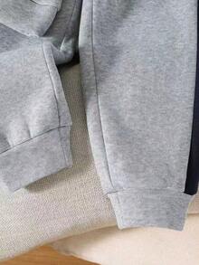 Toddler Letter Pattern Warm Hoodie And Sweatpants - Grey - View 7
