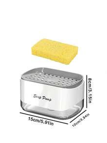 5-In-1 Kitchen Soap Dispenser Set, Includes Soap Dispenser, Sponge Holder, Dish Rack, Tray, Suitable For Sink Countertop Storage - Practical Kitchen Gadget (Towel Not Included) - Multicolor - View 9