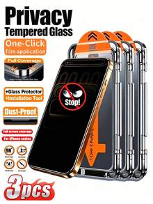3 piezas [Protector de pantalla anti-espionaje] Protector de pantalla de vidrio templado, hecho de material de vidrio de alta dureza y excelente estabilidad física, de uso duradero sin amarillamiento ni agrietamiento, estructura confiable. Capa reforzada anti-arañazos y resistente al desgaste, protegiendo la de la privacidad en el uso diario, compatible con iPhone y otros modelos - Negro - Ver 2