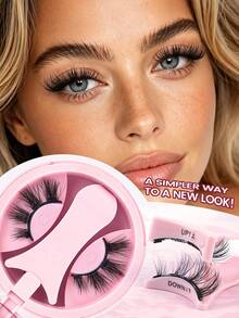 MAANGE 1 Set magnetische Fake Wimpern Kit, inklusive Spiegel und Wimpernzange, kein Kleber nötig, Katzenaugen Kunstmink Wimpern mit Pinzette, ideales Reise Beauty Tool, geeignet für europäische und amerikanische Augenformen - Verschiedenfarbig - Übersicht 9