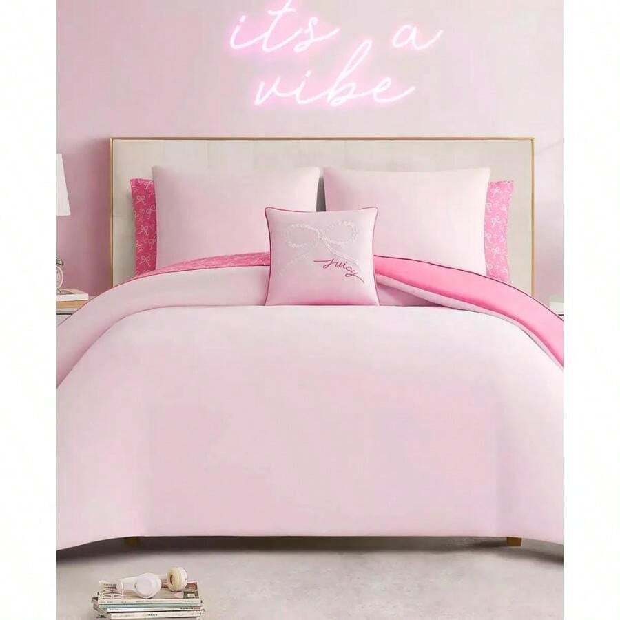 Juicy Couture Pearly Bows Reversible 8-Pc. Comforter Set |  | Comforters - Pink - View 1