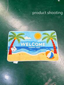 1pc Welcome Coconut Tree Volleyball Beach Entrance Mat, Doormat, Small Rug, Welcome Mat, Carpet, Outdoor Doormat, Kitchen Rug, Home Decor, Front Door Mat, Area Small Rug, Outdoor Mat, Home Decor, Area Rug, Garden Carpet, Washable Rug - Multicolor - View 5