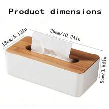 Caja de pañuelos rectangular de plástico moderno, disponible en varios tamaños, con tapa de tono madera natural, caja de almacenamiento creativa para el hogar y la oficina - Multicolor - Ver 17