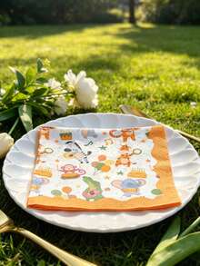 20/40pcs Animal Pattern Colorful Printed Napkins, Jungle Theme Party Disposable Double Layer Colorful Square Paper Napkins, Suitable For Outdoor Birthday Party, Cocktail Decoration And Restaurant Use - Multicolor - View 4